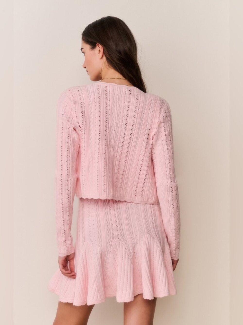 NWT LoveShackFancy Peridot Stretch Pointelle Cardigan In Peach Sorbet NEVER WORN - Picture 5 of 5